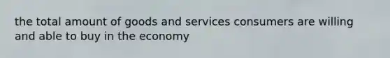 the total amount of goods and services consumers are willing and able to buy in the economy