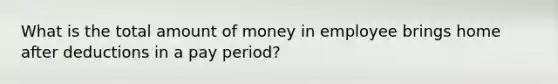 What is the total amount of money in employee brings home after deductions in a pay period?