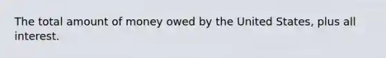 The total amount of money owed by the United States, plus all interest.