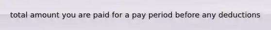 total amount you are paid for a pay period before any deductions