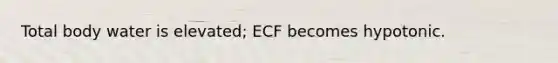 Total body water is elevated; ECF becomes hypotonic.