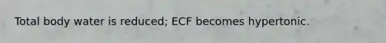 Total body water is reduced; ECF becomes hypertonic.