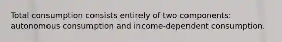 Total consumption consists entirely of two components: autonomous consumption and income-dependent consumption.