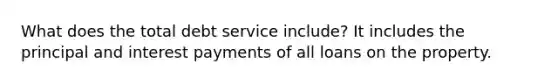 What does the total debt service include? It includes the principal and interest payments of all loans on the property.