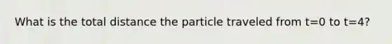 What is the total distance the particle traveled from t=0 to t=4?