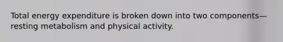 Total energy expenditure is broken down into two components—resting metabolism and physical activity.