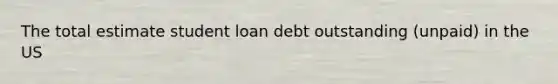 The total estimate student loan debt outstanding (unpaid) in the US