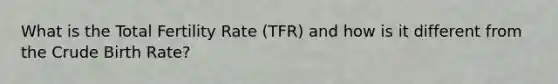 What is the Total Fertility Rate (TFR) and how is it different from the Crude Birth Rate?