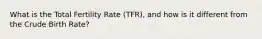 What is the Total Fertility Rate (TFR), and how is it different from the Crude Birth Rate?