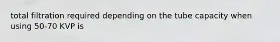 total filtration required depending on the tube capacity when using 50-70 KVP is