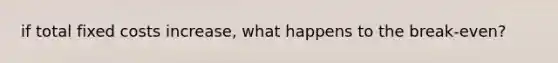if total fixed costs increase, what happens to the break-even?