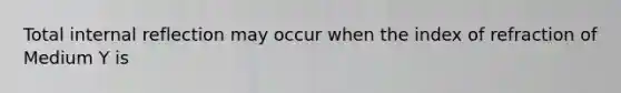 Total internal reflection may occur when the index of refraction of Medium Y is