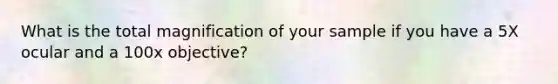 What is the total magnification of your sample if you have a 5X ocular and a 100x objective?