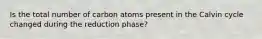 Is the total number of carbon atoms present in the Calvin cycle changed during the reduction phase?