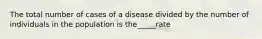 The total number of cases of a disease divided by the number of individuals in the population is the_____rate