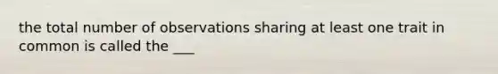 the total number of observations sharing at least one trait in common is called the ___