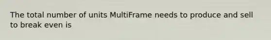 The total number of units MultiFrame needs to produce and sell to break even is