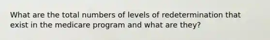 What are the total numbers of levels of redetermination that exist in the medicare program and what are they?