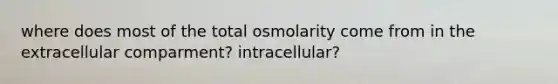 where does most of the total osmolarity come from in the extracellular comparment? intracellular?