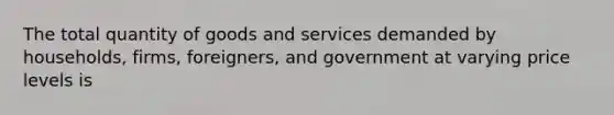 The total quantity of goods and services demanded by households, firms, foreigners, and government at varying price levels is