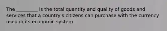 The _________ is the total quantity and quality of goods and services that a country's citizens can purchase with the currency used in its economic system