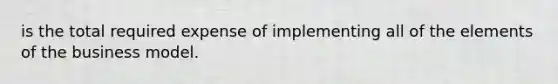 is the total required expense of implementing all of the elements of the business model.