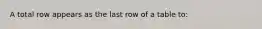 A total row appears as the last row of a table to: