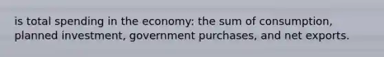 is total spending in the economy: the sum of consumption, planned investment, government purchases, and net exports.