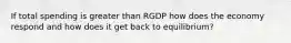 If total spending is greater than RGDP how does the economy respond and how does it get back to equilibrium?