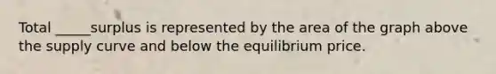 Total _____surplus is represented by the area of the graph above the supply curve and below the equilibrium price.