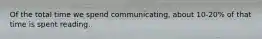 Of the total time we spend communicating, about 10-20% of that time is spent reading.
