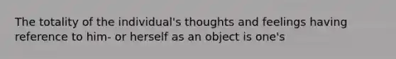 The totality of the individual's thoughts and feelings having reference to him- or herself as an object is one's