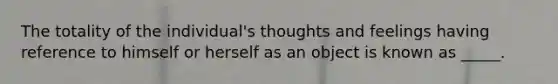 The totality of the individual's thoughts and feelings having reference to himself or herself as an object is known as _____.