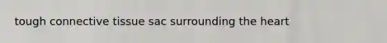 tough <a href='https://www.questionai.com/knowledge/kYDr0DHyc8-connective-tissue' class='anchor-knowledge'>connective tissue</a> sac surrounding <a href='https://www.questionai.com/knowledge/kya8ocqc6o-the-heart' class='anchor-knowledge'>the heart</a>