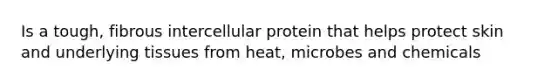 Is a tough, fibrous intercellular protein that helps protect skin and underlying tissues from heat, microbes and chemicals