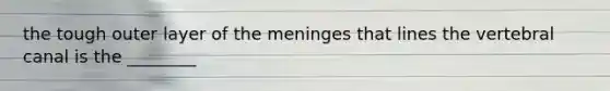 the tough outer layer of the meninges that lines the vertebral canal is the ________