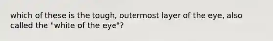 which of these is the tough, outermost layer of the eye, also called the "white of the eye"?