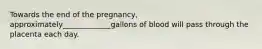 Towards the end of the pregnancy, approximately_____________gallons of blood will pass through the placenta each day.