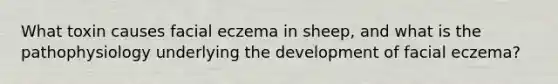 What toxin causes facial eczema in sheep, and what is the pathophysiology underlying the development of facial eczema?