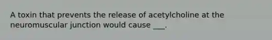 A toxin that prevents the release of acetylcholine at the neuromuscular junction would cause ___.