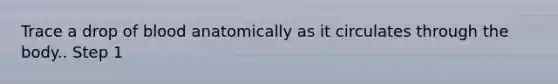 Trace a drop of blood anatomically as it circulates through the body.. Step 1