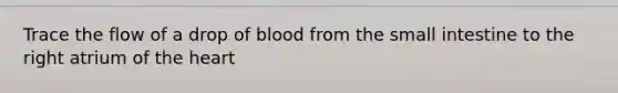 Trace the flow of a drop of blood from the small intestine to the right atrium of the heart