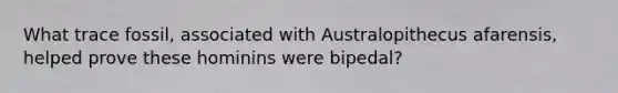 What trace fossil, associated with Australopithecus afarensis, helped prove these hominins were bipedal?