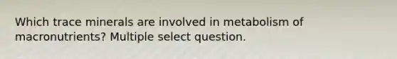 Which trace minerals are involved in metabolism of macronutrients? Multiple select question.