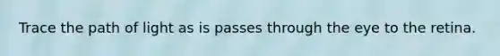 Trace the path of light as is passes through the eye to the retina.