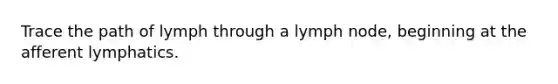 Trace the path of lymph through a lymph node, beginning at the afferent lymphatics.