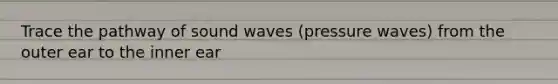 Trace the pathway of sound waves (pressure waves) from the outer ear to the inner ear