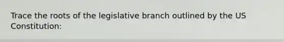 Trace the roots of the legislative branch outlined by the US Constitution: