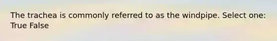 The trachea is commonly referred to as the windpipe. Select one: True False