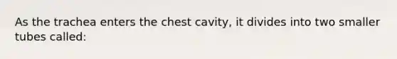 As the trachea enters the chest cavity, it divides into two smaller tubes called: